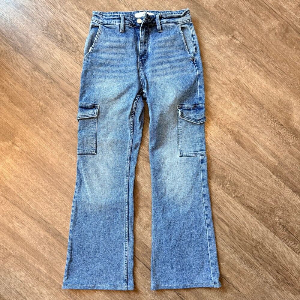 KanCan Women’s High Rise Bootcut Cargo Jeans